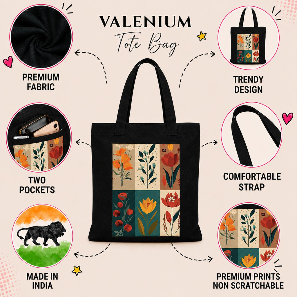 Valenium Poppy Printed Tote Bag