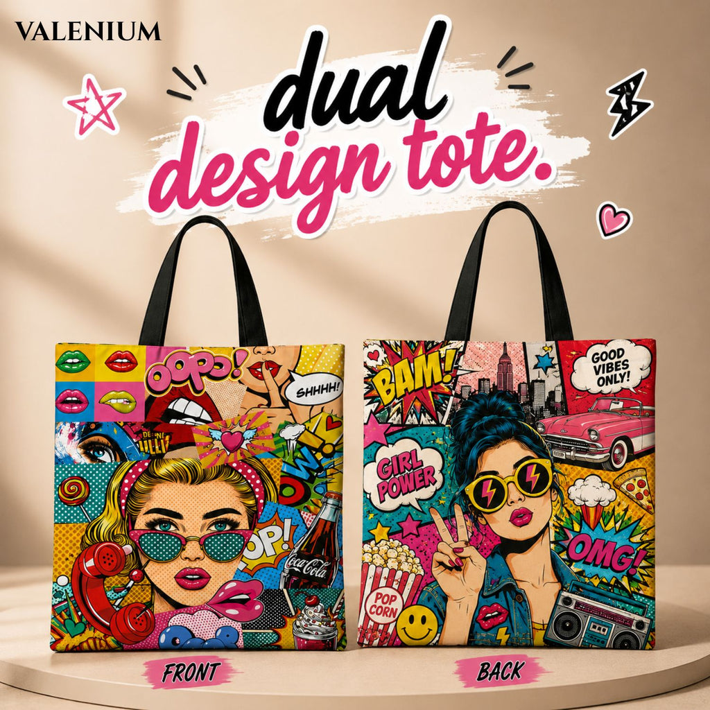 Valenium Pop Art Fusion Canvas Tote Bag