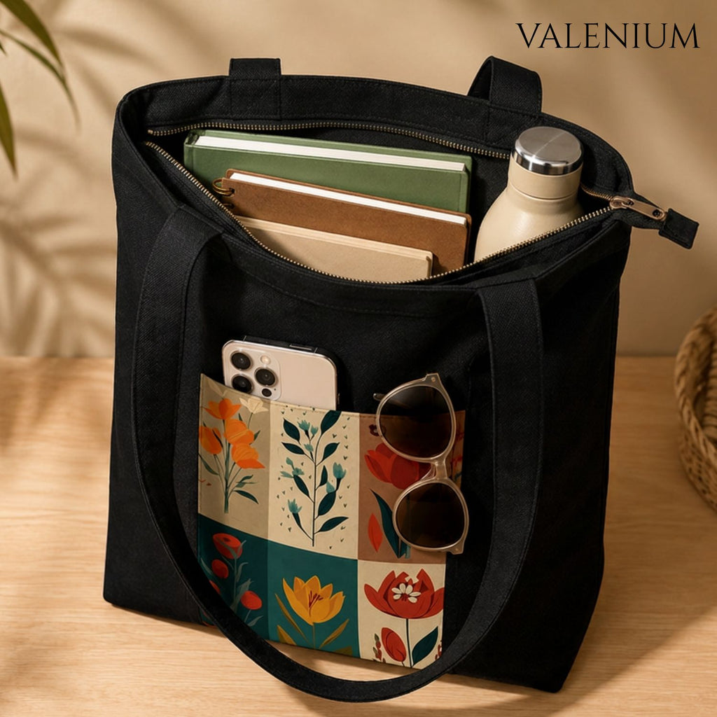 Valenium Poppy Printed Tote Bag