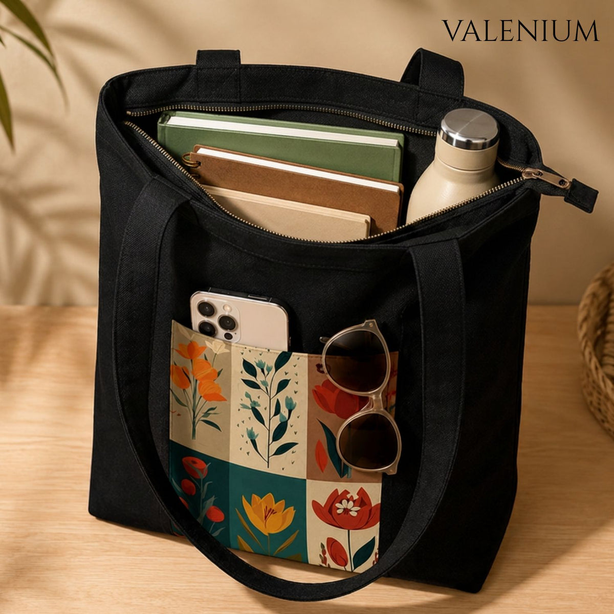 Valenium Poppy Printed Tote Bag