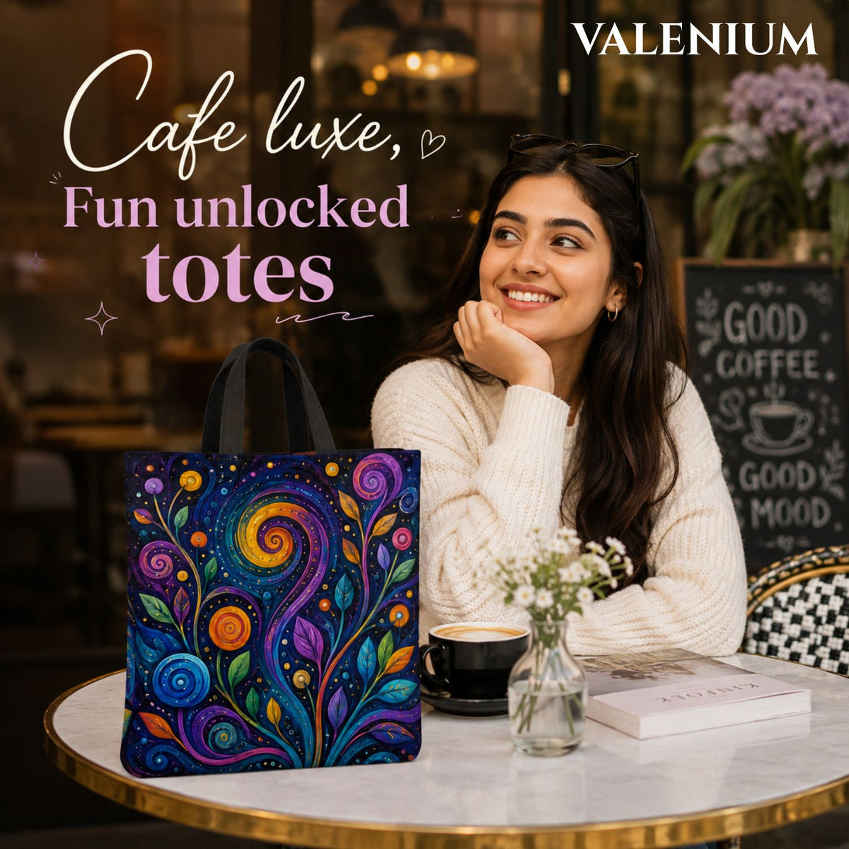 Valenium Mystic Blooms Canvas Tote Bag