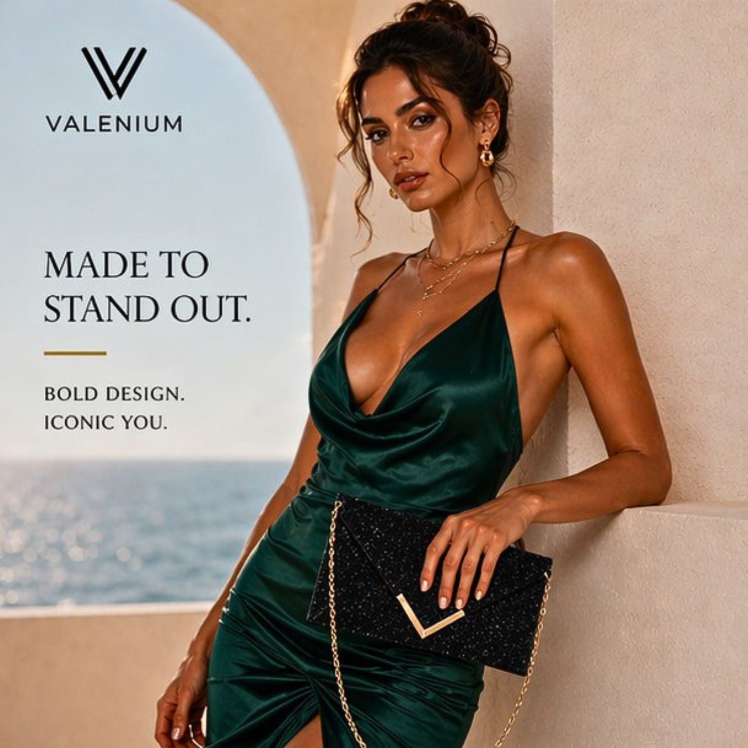 Valenium Women's Clutch Sling Bag (Black)