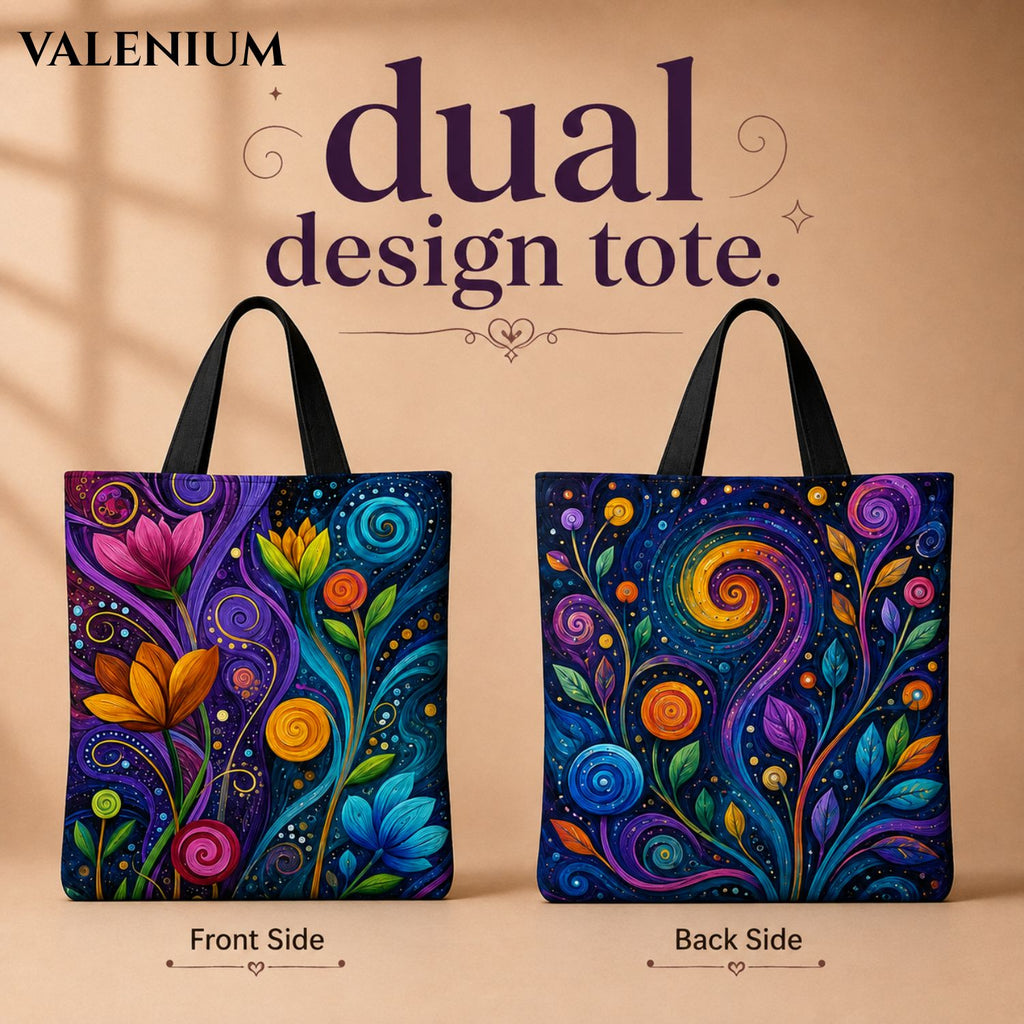 Valenium Mystic Blooms Canvas Tote Bag