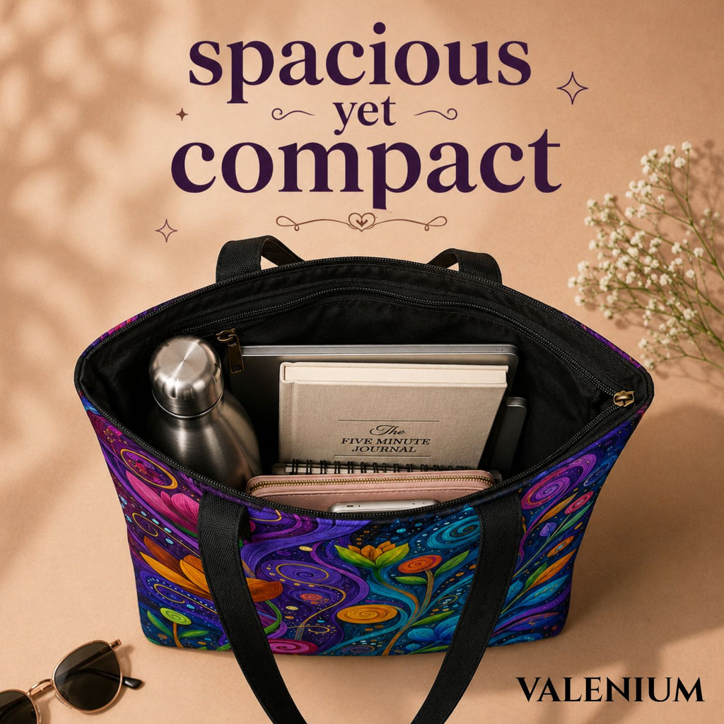 Valenium Mystic Blooms Canvas Tote Bag