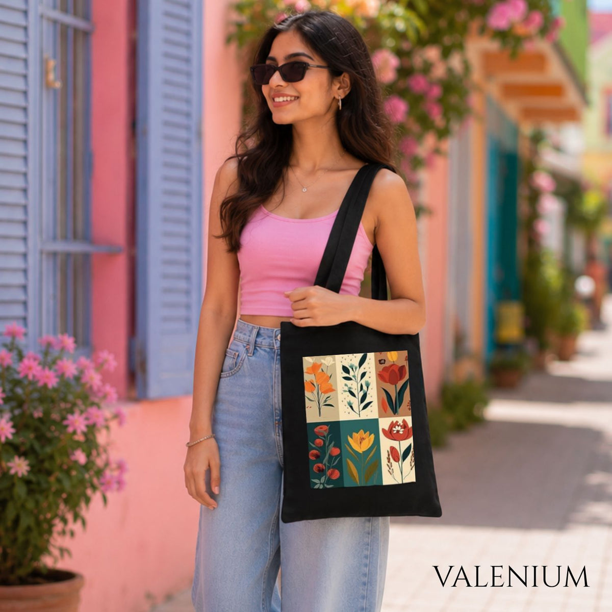 Valenium Poppy Printed Tote Bag