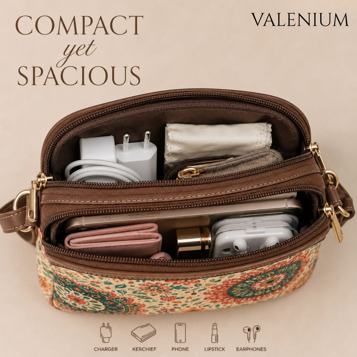 Valenium Mandala Bloom Sling Bag