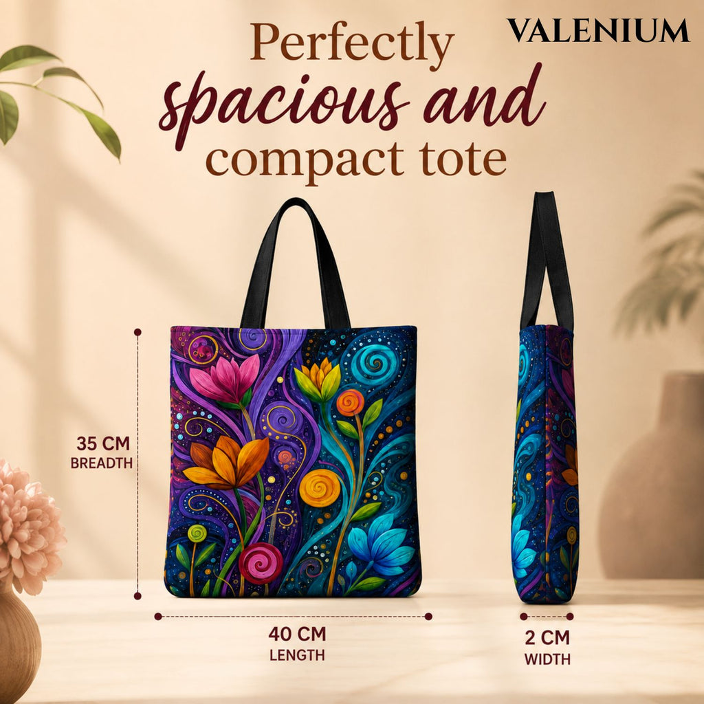 Valenium Mystic Blooms Canvas Tote Bag
