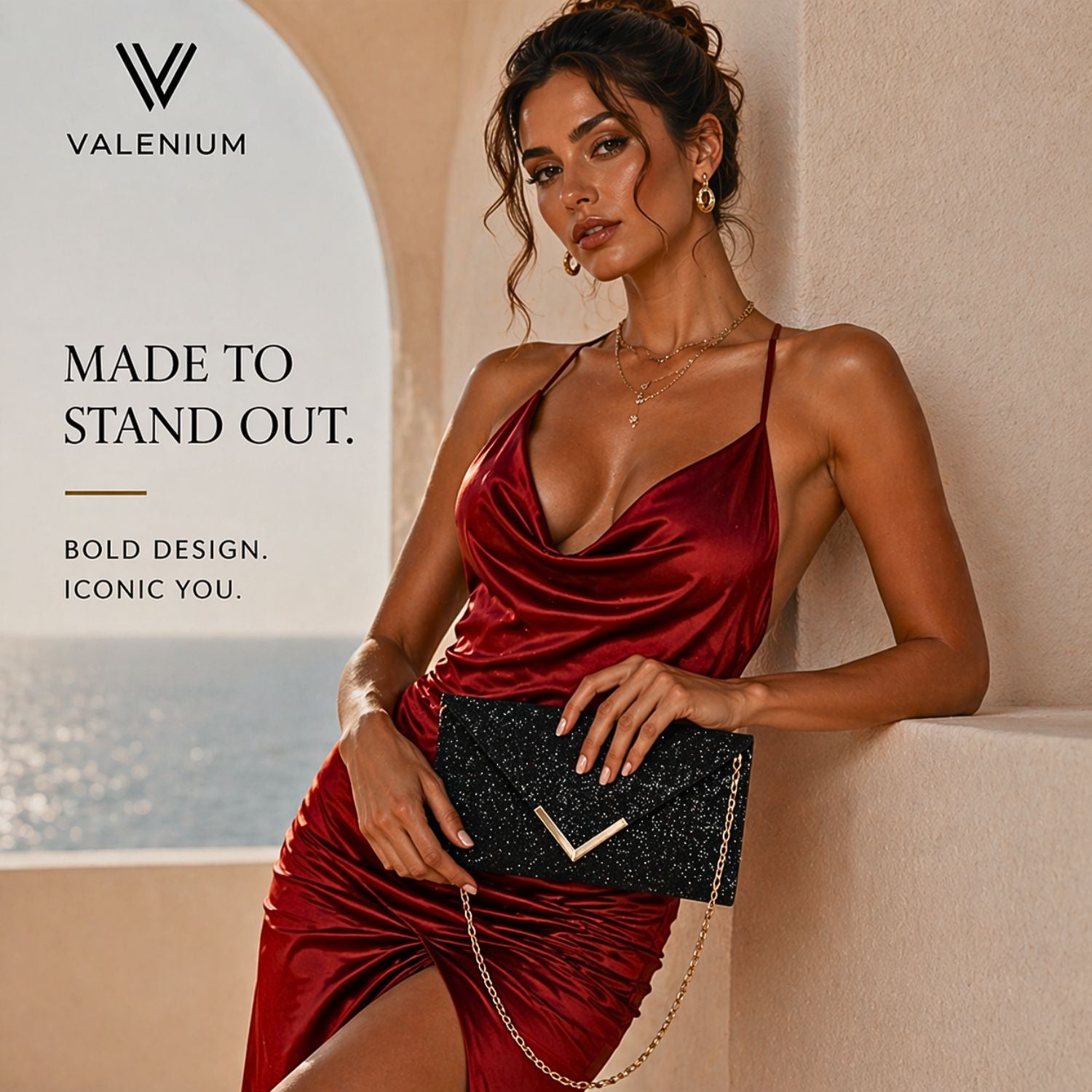 Valenium Women's Clutch Sling Bag (Black)