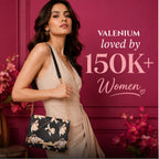 Valenium Women Girls Floral Print Sling Bag Crossbody (Black)