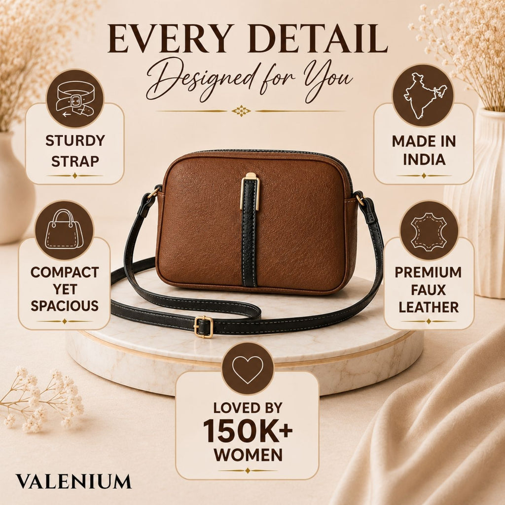 Valenium Quilted Cross Body Sling Bag ( Coffee Brown )