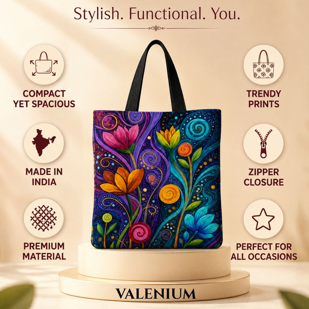Valenium Mystic Blooms Canvas Tote Bag