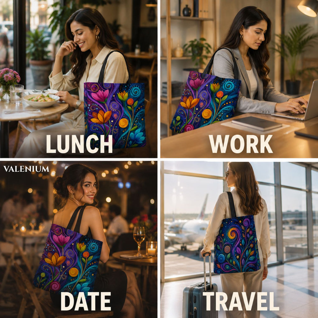 Valenium Mystic Blooms Canvas Tote Bag