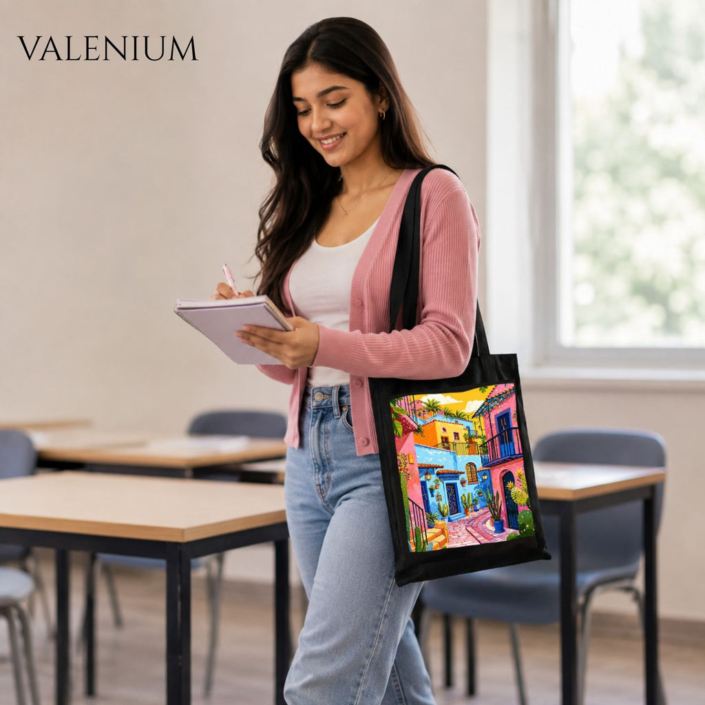 Valenium Mediterranean City Printed Tote Bag