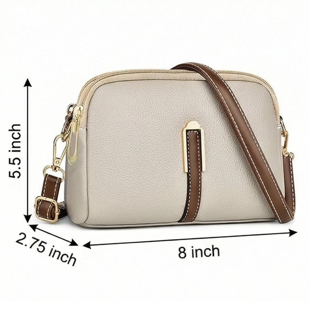 Valenium Faux Leather Crossbody Sling Bag (Beige)