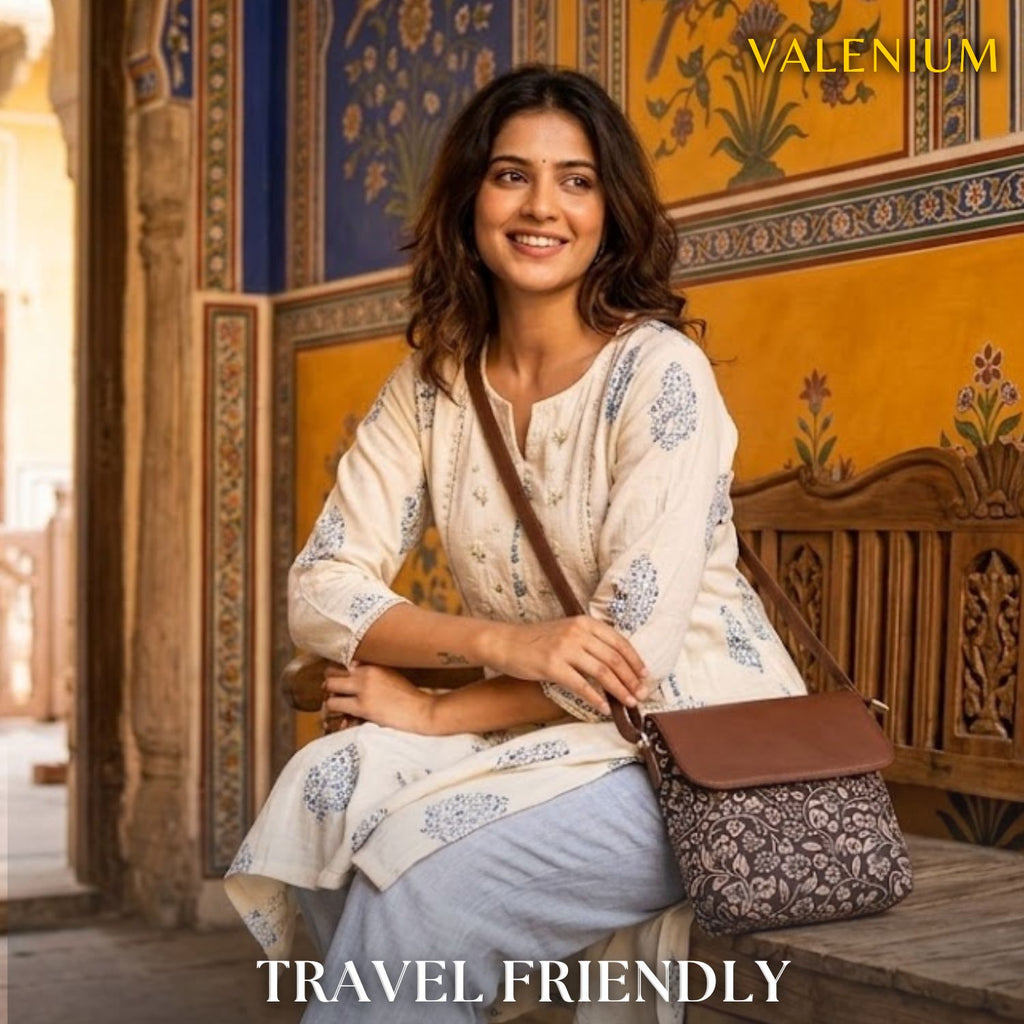 Valenium Printed Sling Bag (Brown & Black)