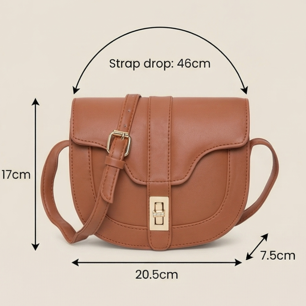 Valenium PU Faux Leather Crossbody Sling Bag (Brown)