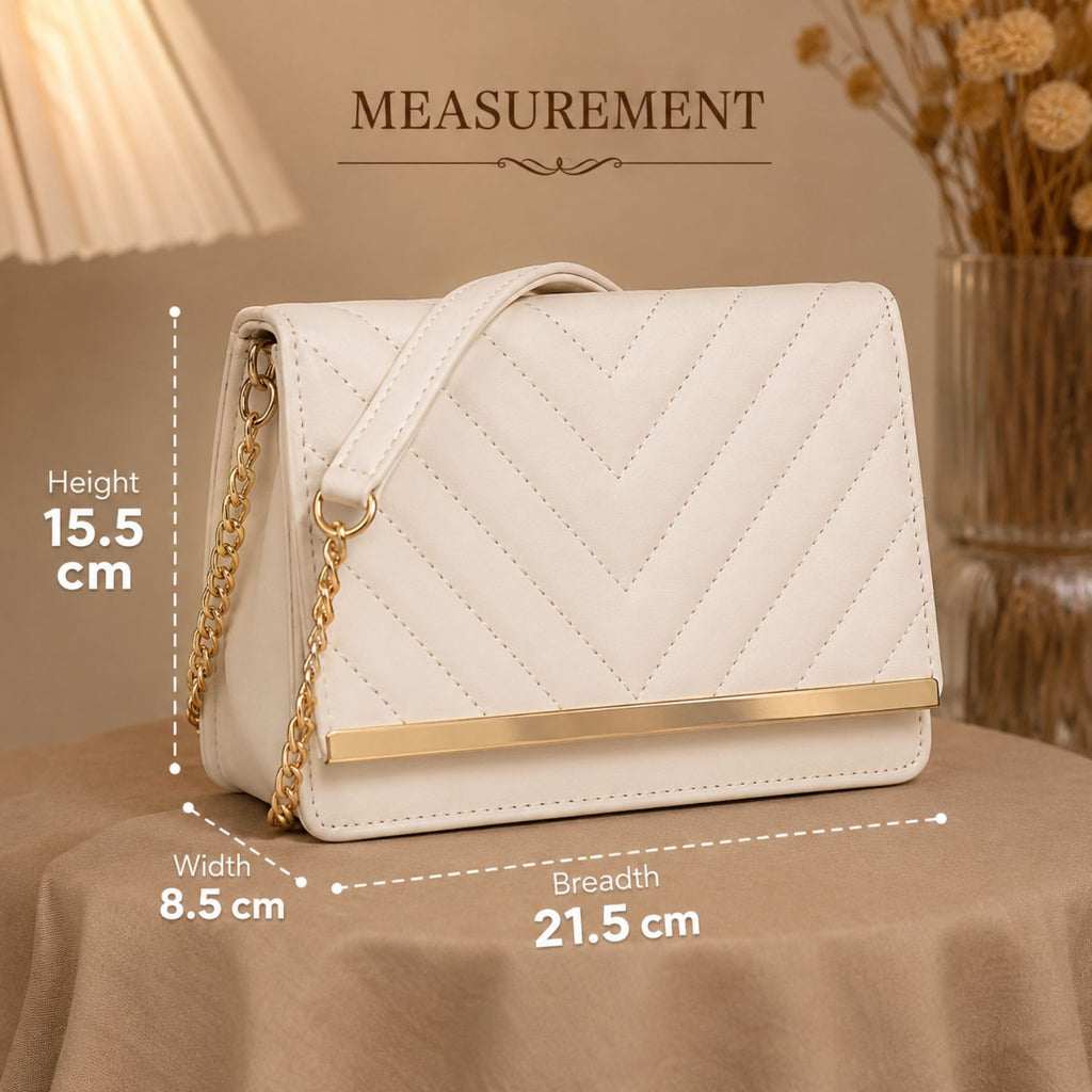 Valenium sling bag white gold chain