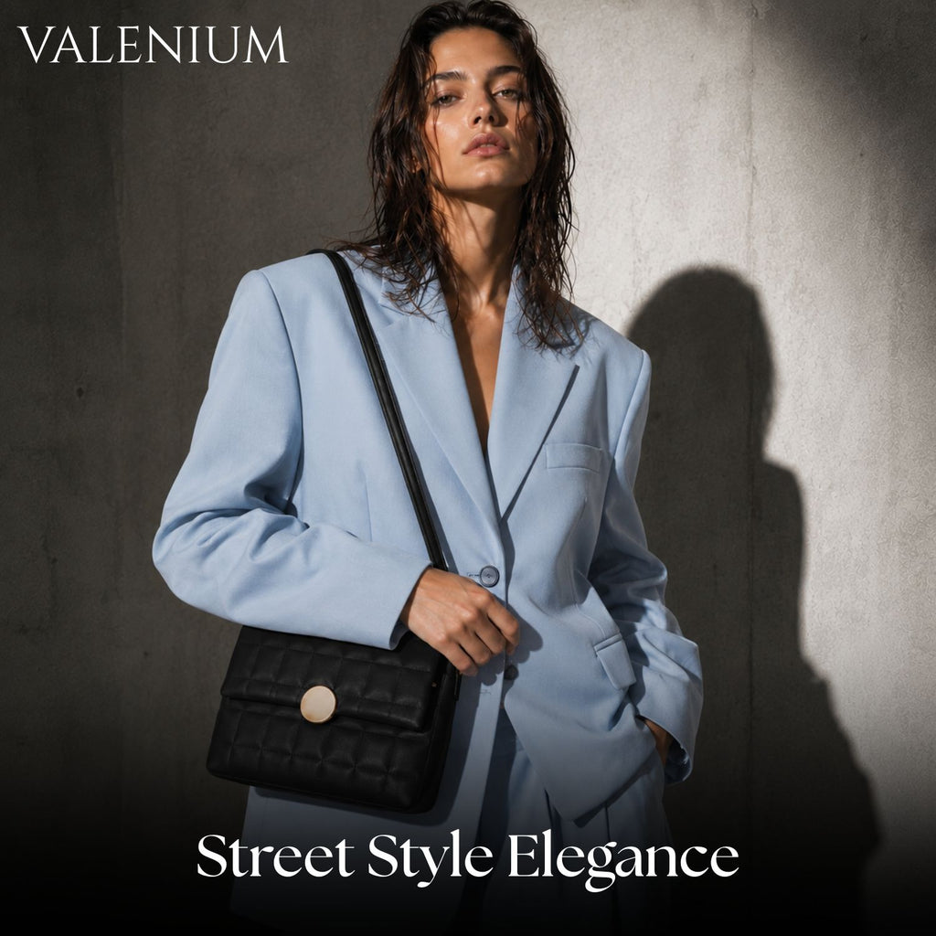 Valenium Quilted Cross Body Sling Bag (Black)