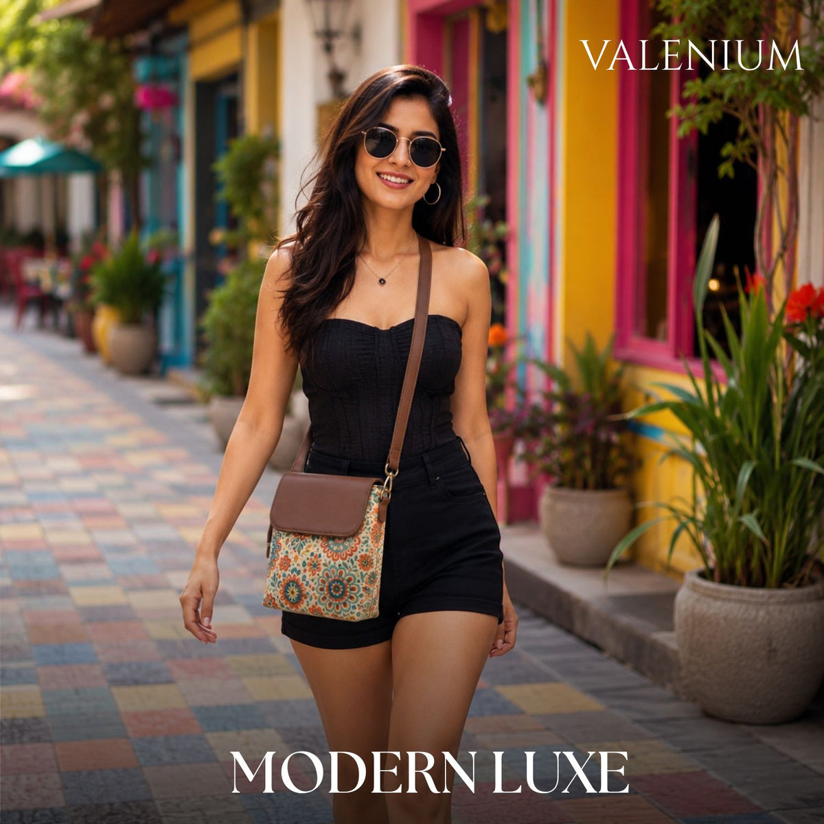 Valenium Boho Print Crossbody Sling Bag