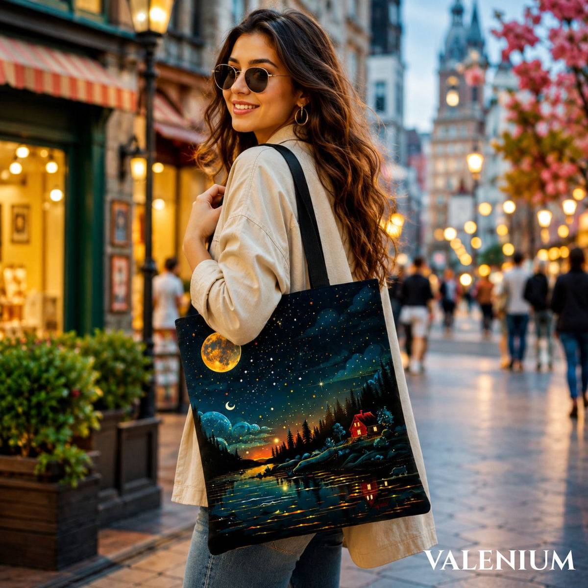 Valenium Celestial Serenity Canvas Tote Bag