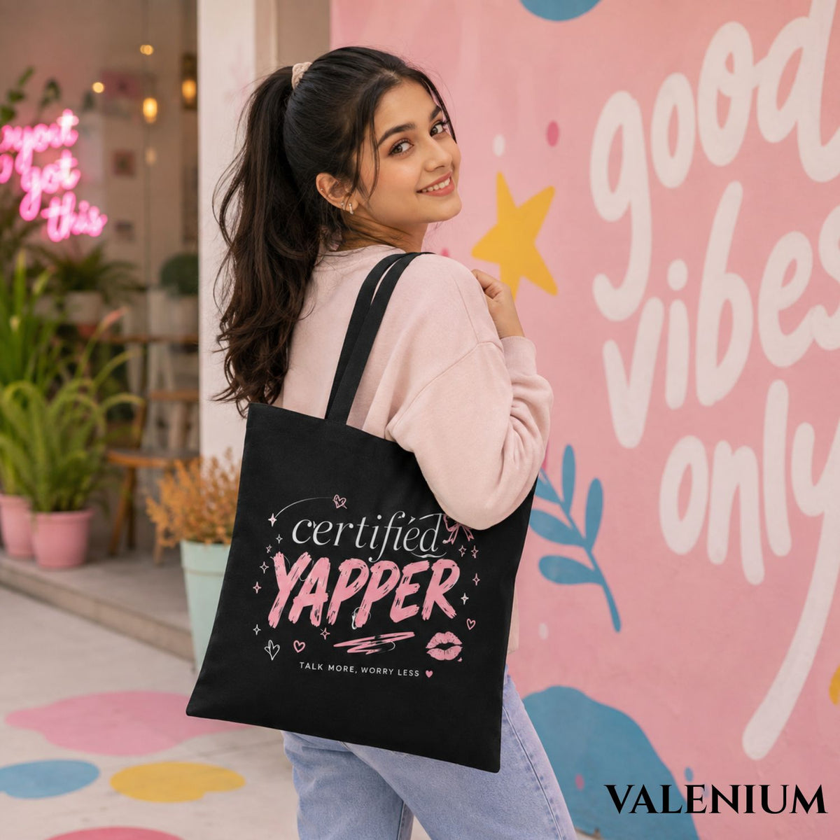 Valenium Certified Yapper Canvas Tote Bag