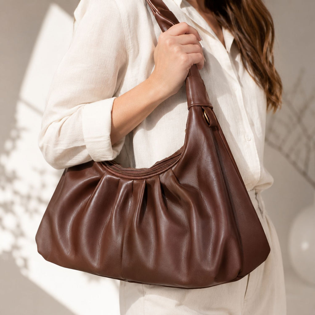 Valenium Half Moon Hobo Bag (Brown)