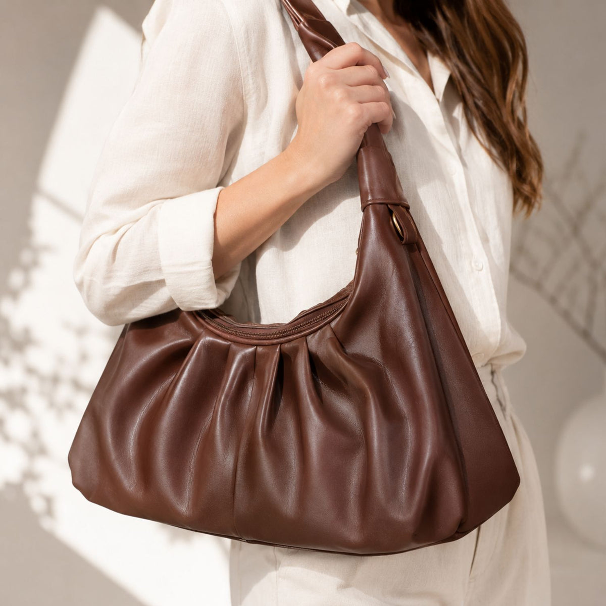 Valenium Half Moon Hobo Bag (Brown)