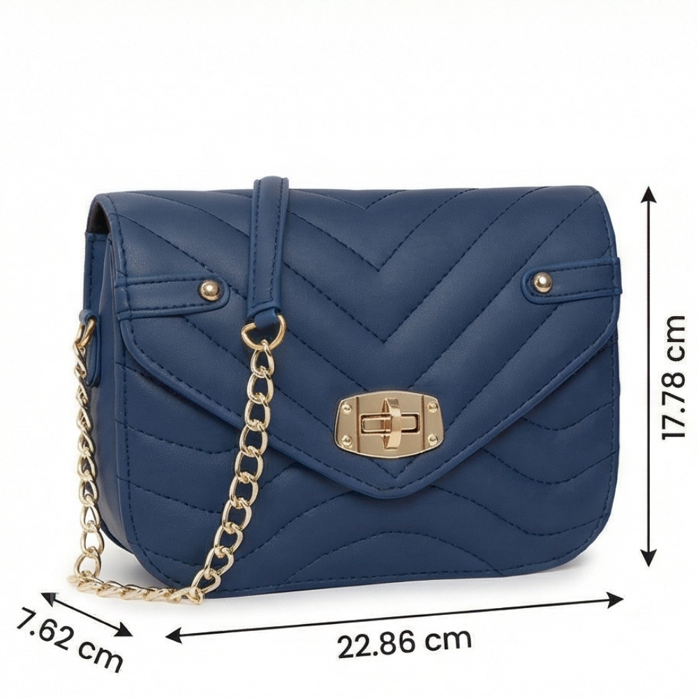 Valenium Striped Crossbody Sling Bag (Navy Blue)