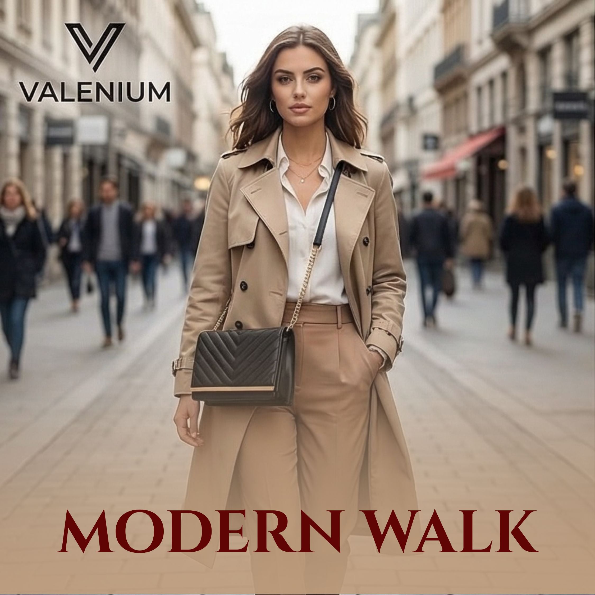 Valenium Sling Bag with Gold Chain (Black)