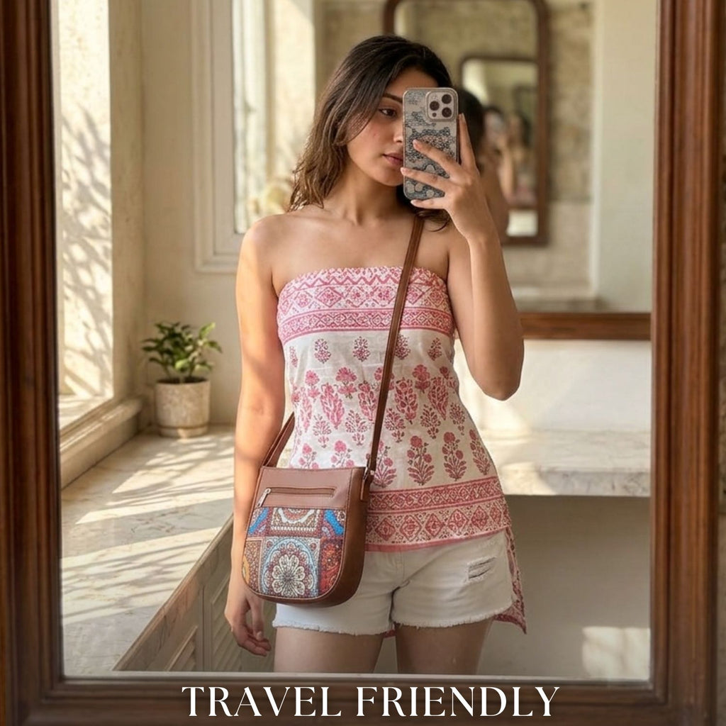 Valenium Ethnic Print Sling Bag (Multicolor)
