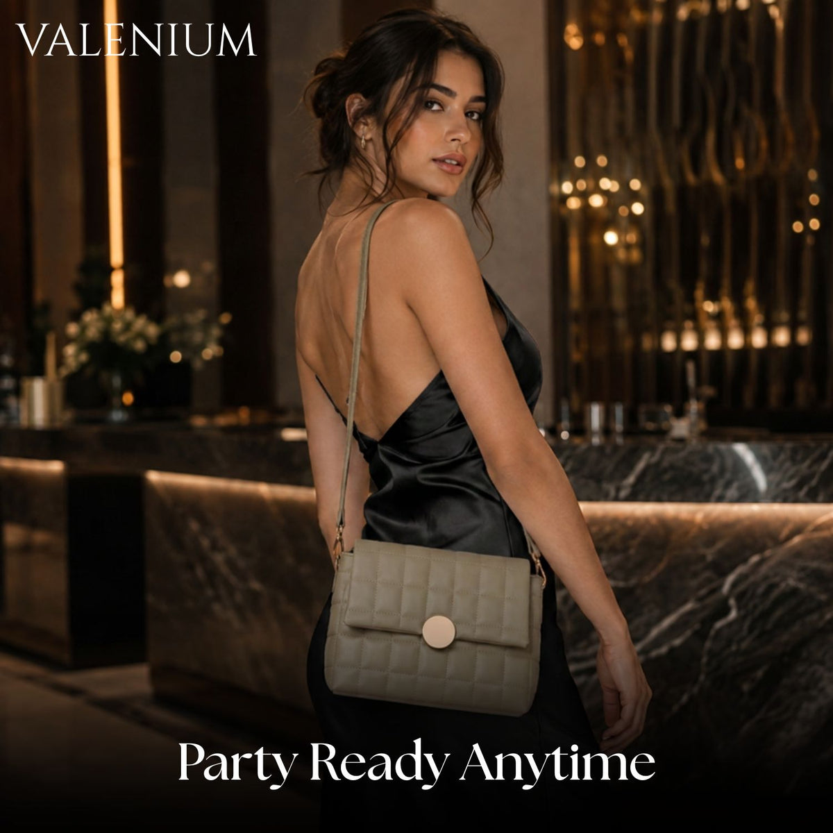 Valenium Quilted Cross Body Sling Bag (Olive)