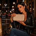 Valenium Clutch Sling Bag with Chain (Golden)