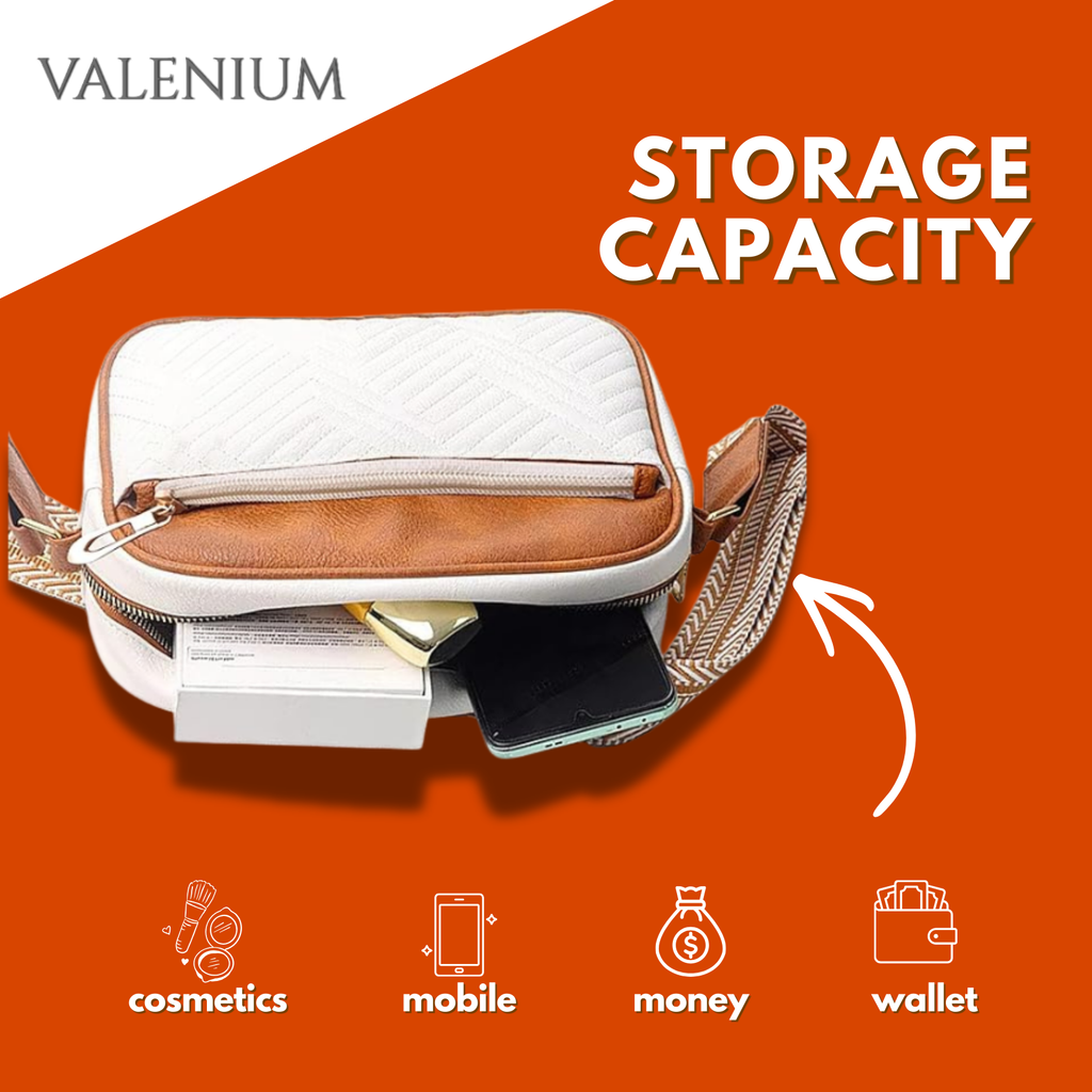 Valenium Cross Body Sling Bag (Brown & White)