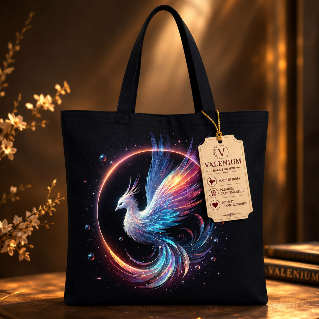 Valenium Glowing Phoenix Ascent Canvas Tote Bag