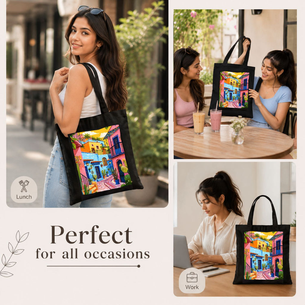 Valenium Mediterranean City Printed Tote Bag