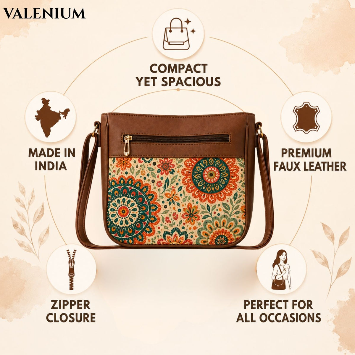 Valenium Aura Blooming Mandala Sling Bag