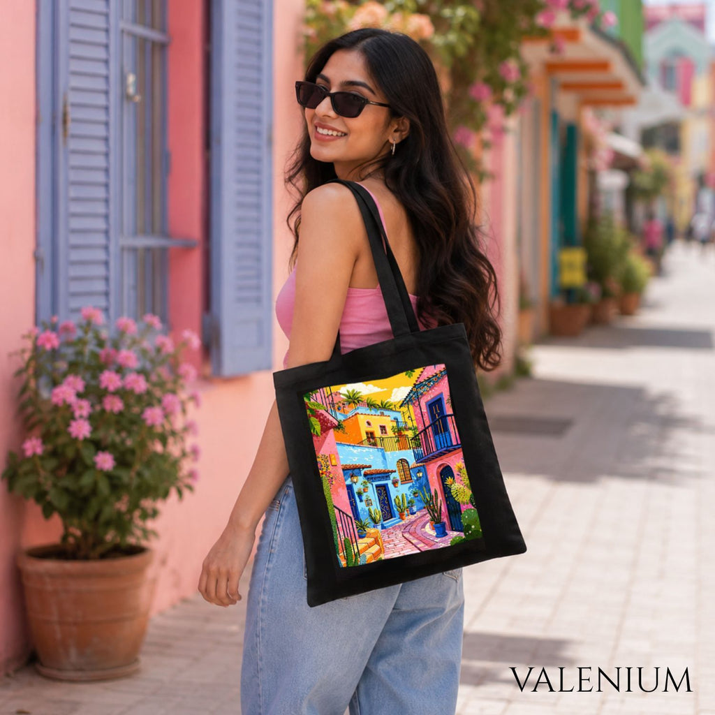 Valenium Mediterranean City Printed Tote Bag