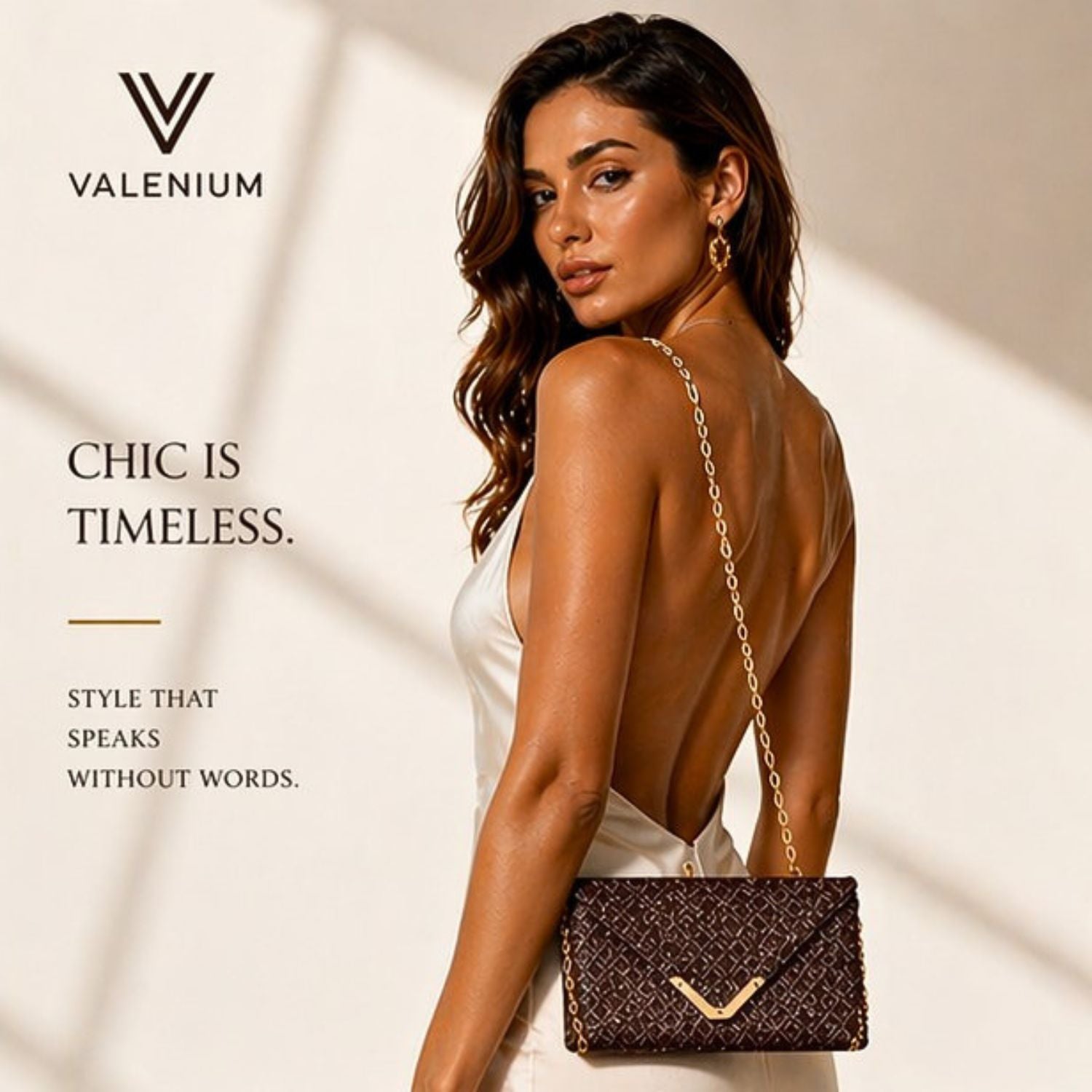 Valenium Women's Clutch Sling Bag (Brown)