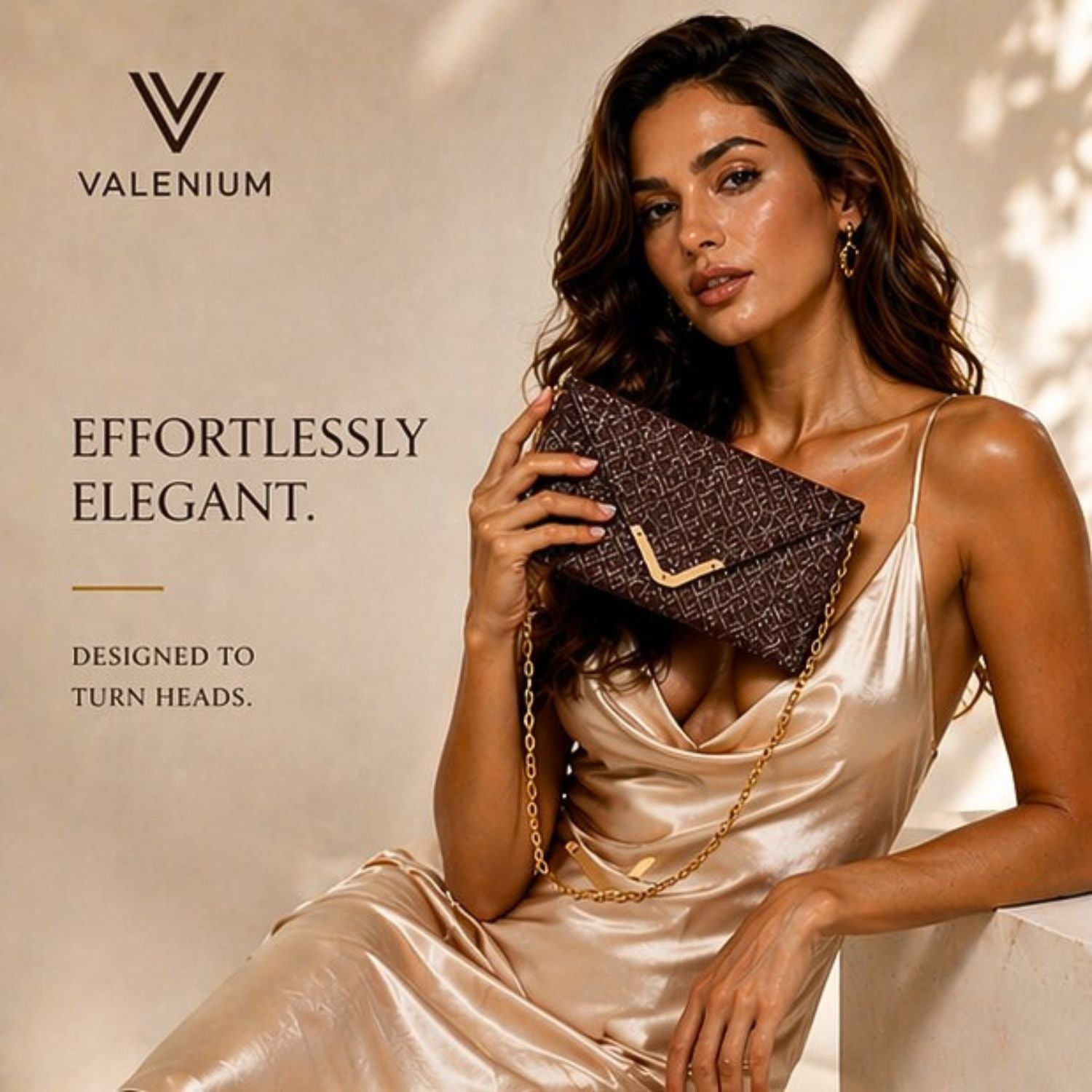 Valenium Women's Clutch Sling Bag (Brown)