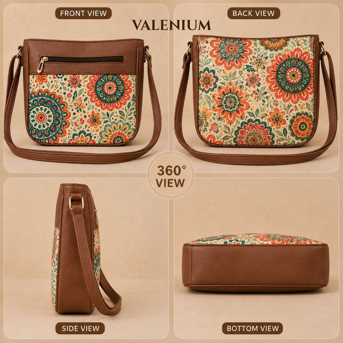 Valenium Aura Blooming Mandala Sling Bag
