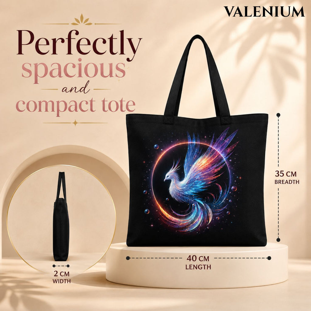 Valenium Glowing Phoenix Ascent Canvas Tote Bag