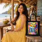 Valenium Mediterranean City Printed Tote Bag