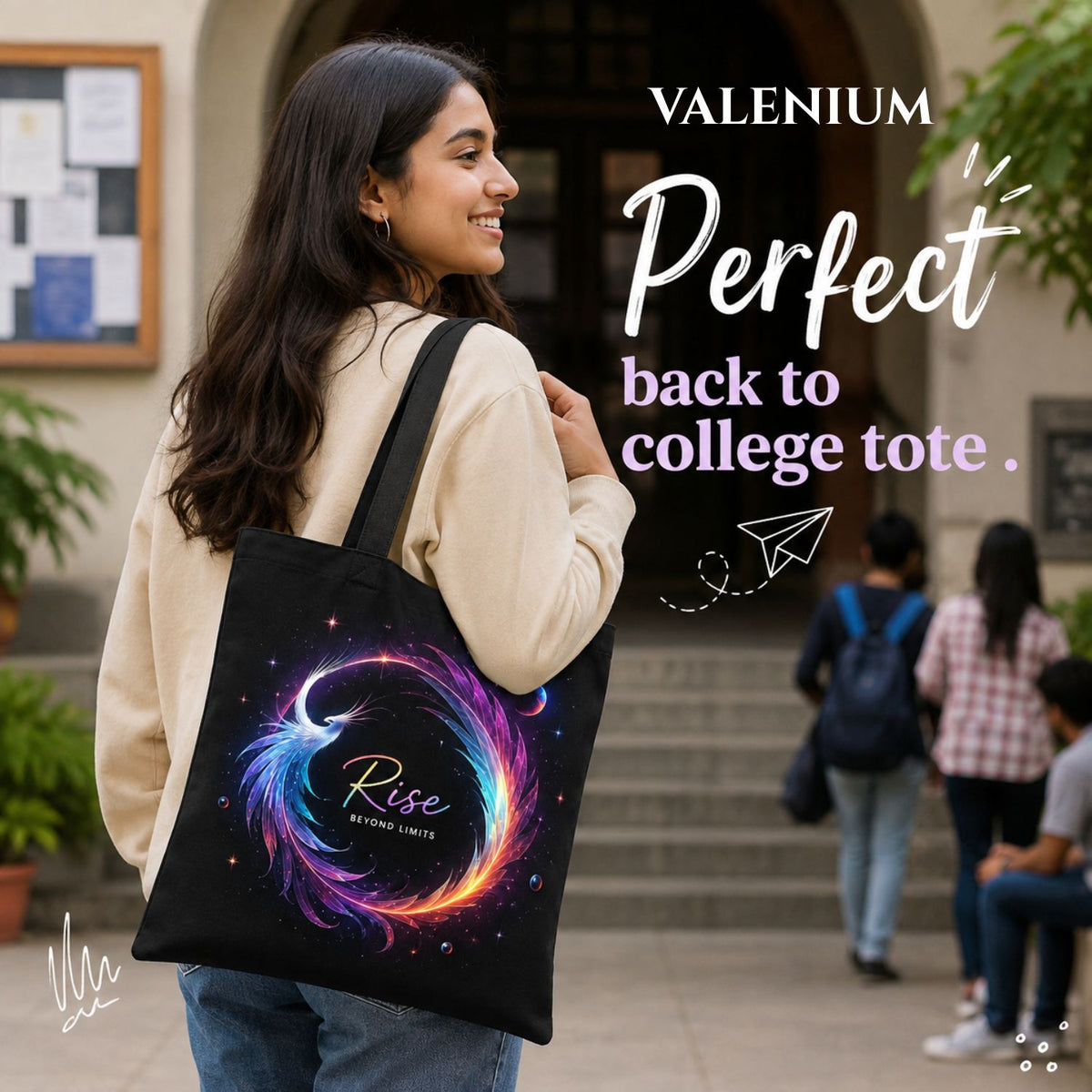 Valenium Glowing Phoenix Ascent Canvas Tote Bag