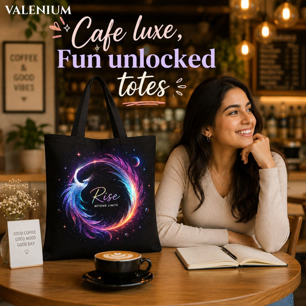 Valenium Glowing Phoenix Ascent Canvas Tote Bag