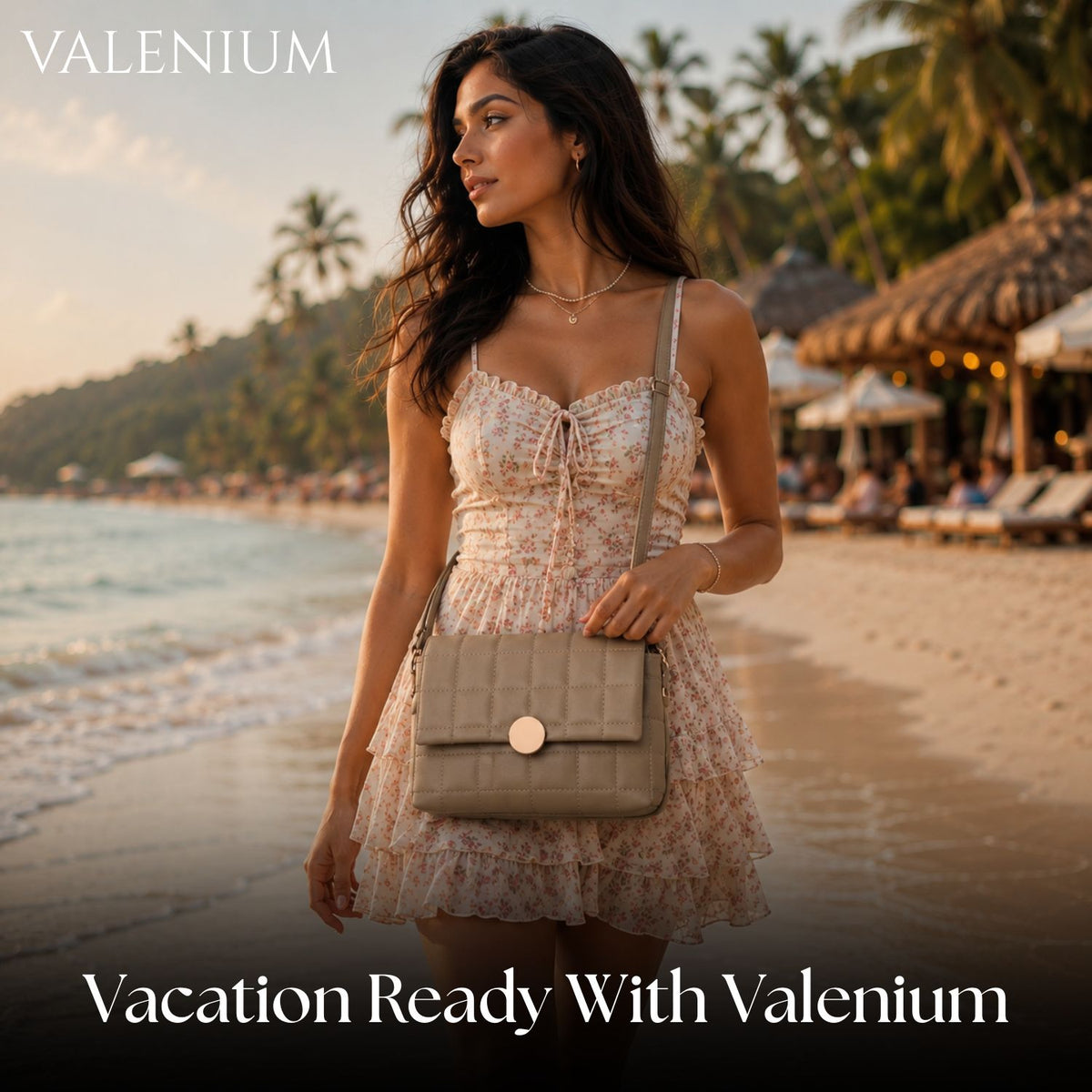 Valenium Quilted Cross Body Sling Bag (Olive)