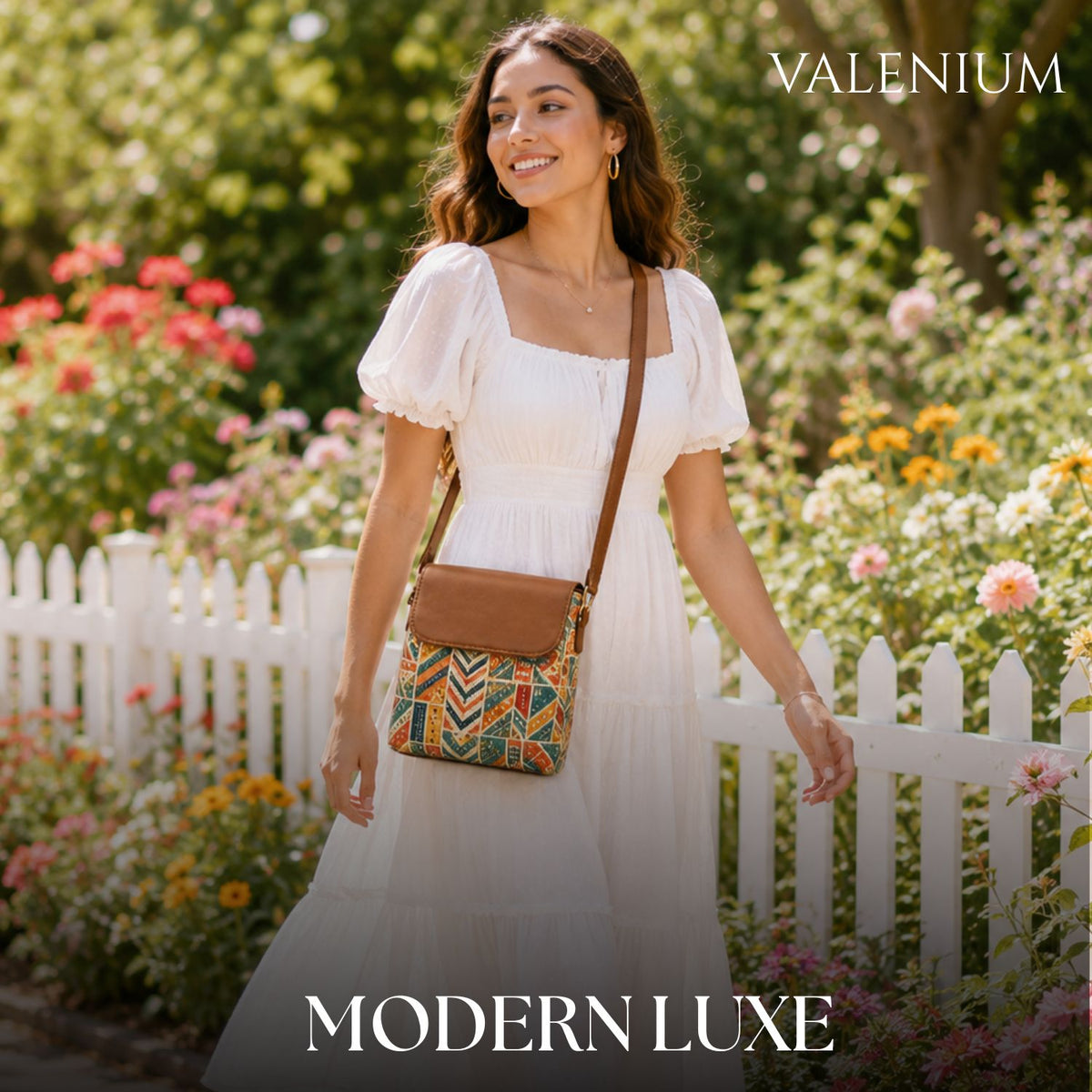 Valenium Patch Print Crossbody Sling Bag