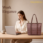 Valenium Women's Office Oxford Fabric Laptop Bag (Brown)