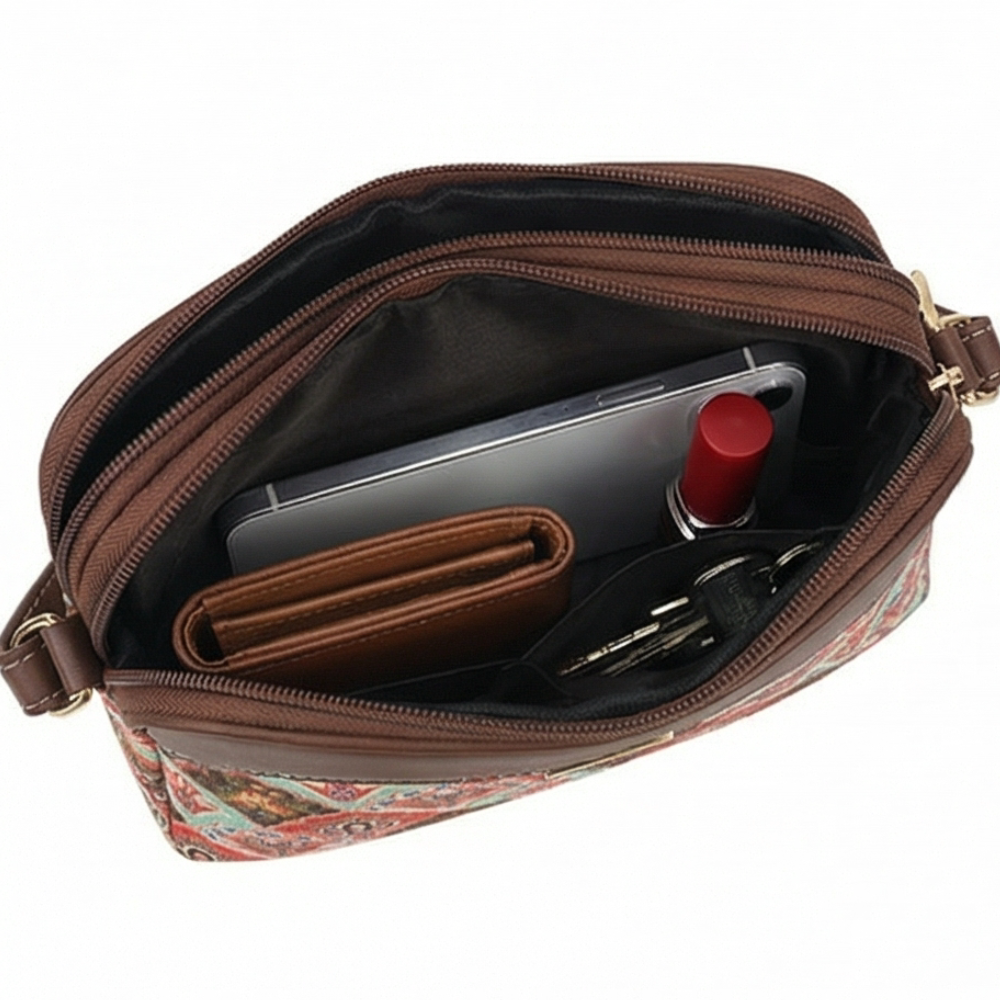 Valenium Printed Sling Bag (Brown)