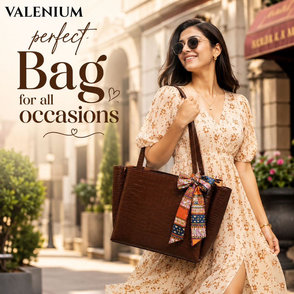 Valenium Coffee Brown Shoulder HandBag