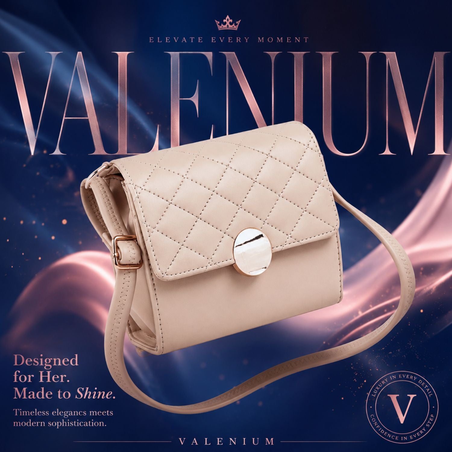 Valenium Quilted Sling Bag (Cream)